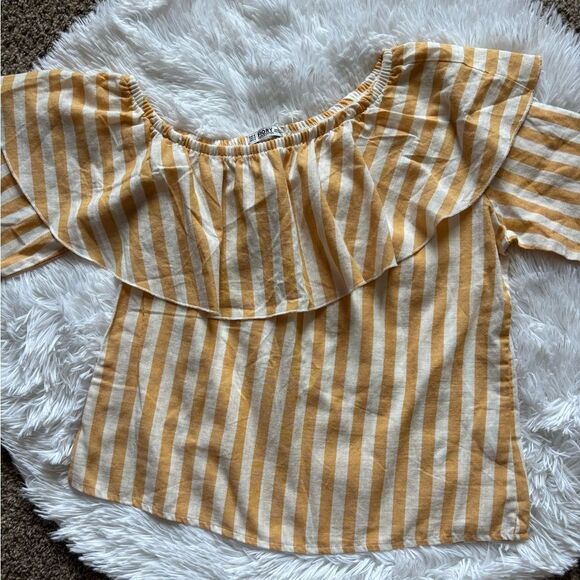 Fiory Off the Shoulder Top Striped Cotton Womens Size Medium - Picture 3 of 5